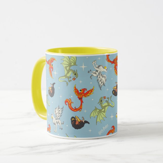 Caneca Criaturas Mágicas Padrão Vintage (Frente Esquerda)