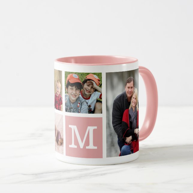 Caneca Crie A Sua Própria Colagem Fotográfica 5, Monogram (Frente Esquerda)