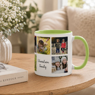Caneca Crie o nome da sua colagem de fotos de família