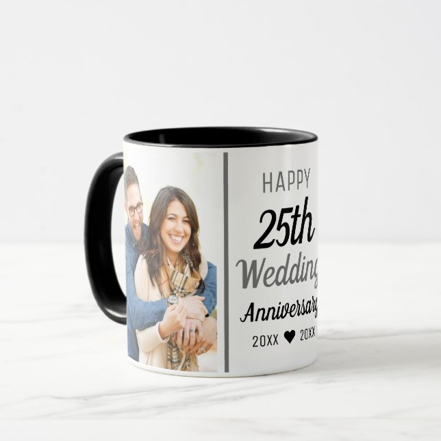 Caneca Crie seu próprio aniversário de casamento do 25 fo (Frente Esquerda)