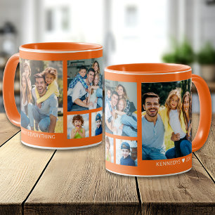 Caneca Crie Seu Próprio Colagem de Fotos de Família 5 Lar