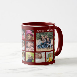 Caneca Crie seu próprio Maroon de Colagem de Fotos da Fam