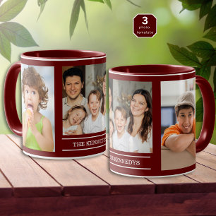 Caneca Crie Seu Próprio Nome de Família 3 Colagem de Foto