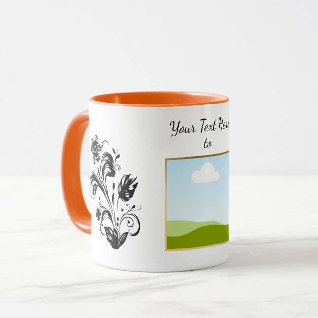 Caneca Crie seu próprio texto de modelo personalizado (Frente Esquerda)