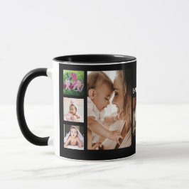 Caneca Crie sua própria 9 famílias Colagem de Fotos Preta