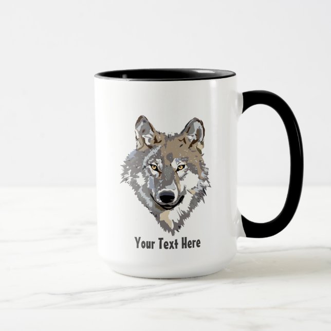 Caneca Crie Sua Própria Cinza Wolf Combo Coffee Mug (Direita)