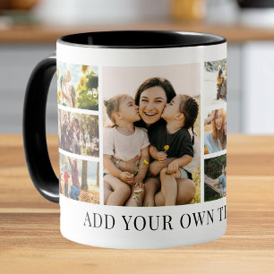 Caneca Crie Sua Própria Colagem de 8 Fotos Personalizadas