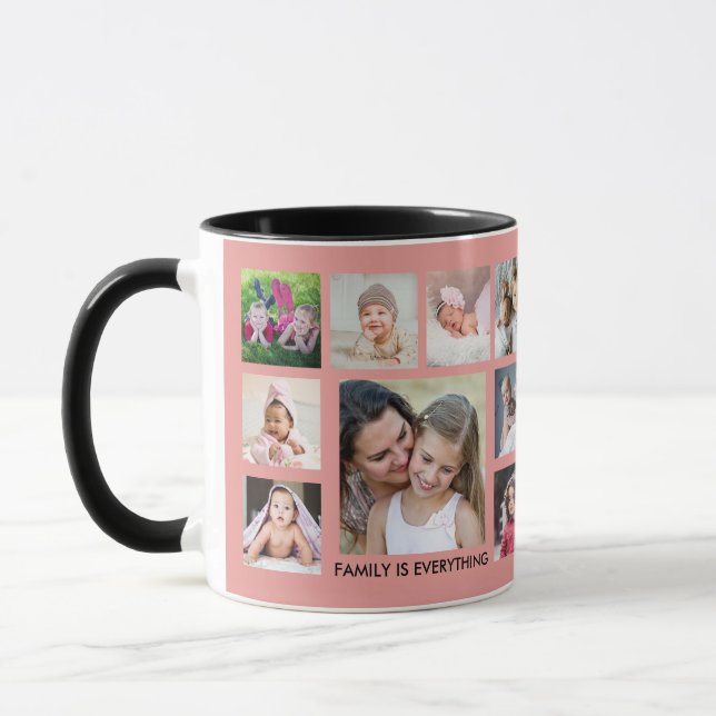 Caneca Crie Sua Própria Colagem de Fotografias Da Família (Esquerda)