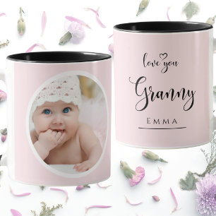 Caneca Crie Sua Própria Foto da Vovó Amor Você Rosa Fofo