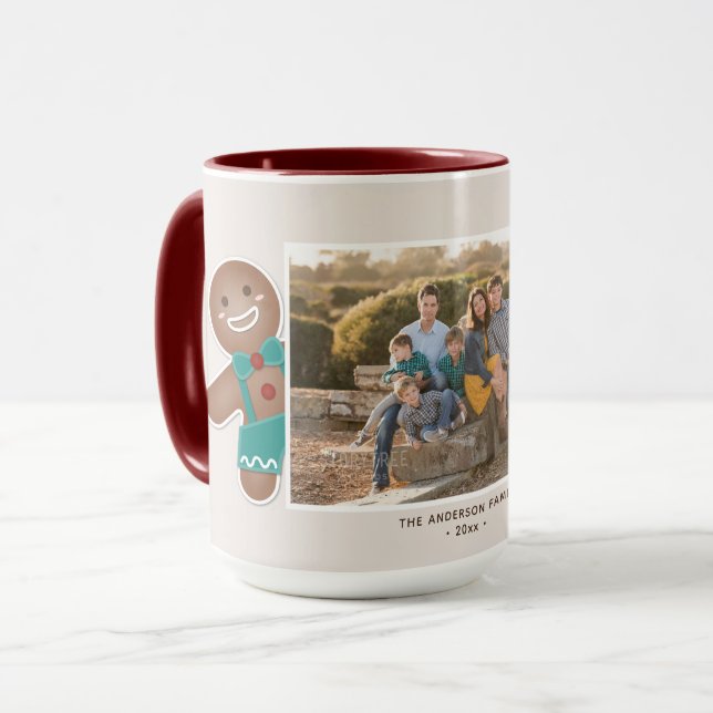 Caneca Crie Sua Própria Foto De Natal Da Família Gingerca (Frente Esquerda)