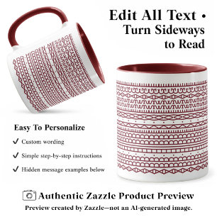Caneca Crie Sua Própria Mensagem Oculta Longa, Texto, Bur