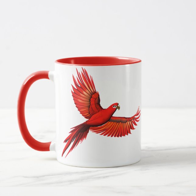 Caneca Crimson Macaw / Papagaio Vermelho em voo (Esquerda)