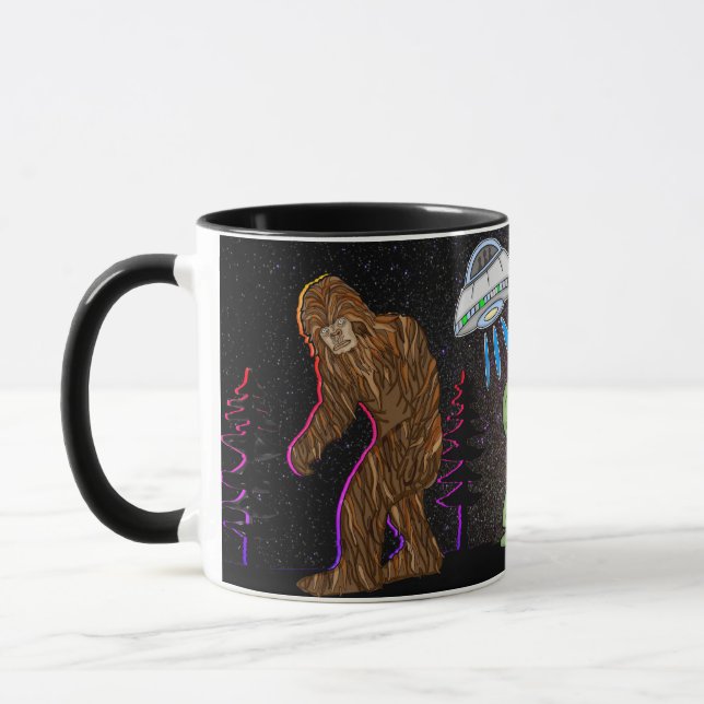 Caneca Criptid Big Foot, Chupacabra, Alienígena, OVNI Mug (Esquerda)