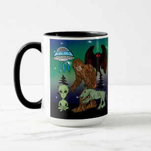 Caneca Criptids, Pé Grande, Sasquatch, Homem-Mãe, Alieníg