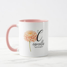 Caneca Crisântemo Dourado Elegante com Pétalas Floridas