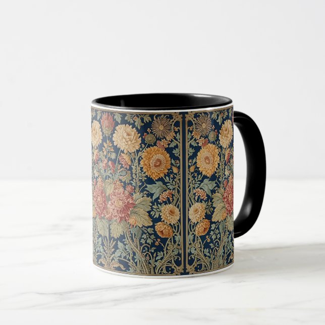 Caneca Crisântemos Florais Art Nouveau de William Morris (Frente Esquerda)