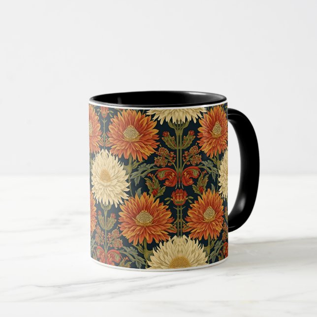 Caneca Crisântemos Florais Art Nouveau de William Morris (Frente Esquerda)