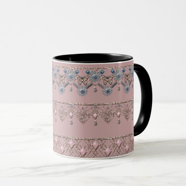Caneca Cristais de contas de joias sem emenda brilho bril (Frente Esquerda)