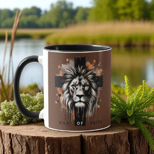 Caneca Cristão - Leão com Cruz, Homem de Fé
