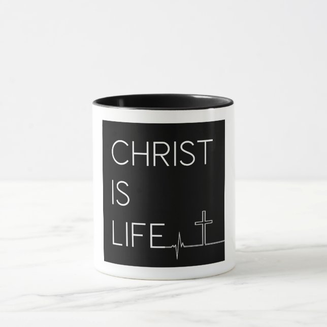 Caneca Cristo é a linha de pulsação da vida e cruz (Centro)