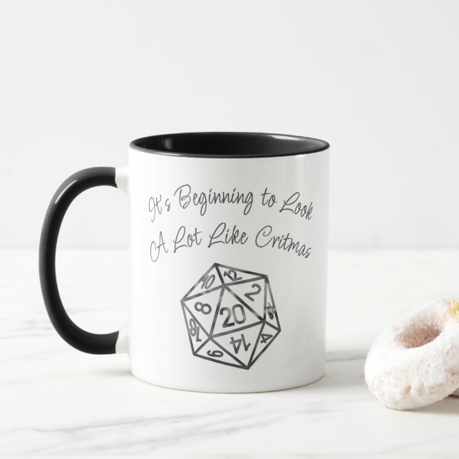 Caneca Critérios RPG | Fantasy Tabletop Retro Gamer Dice (Com Donut)