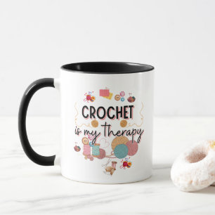 Caneca Crochet É Minha Terapia Arte de Fio Fofa