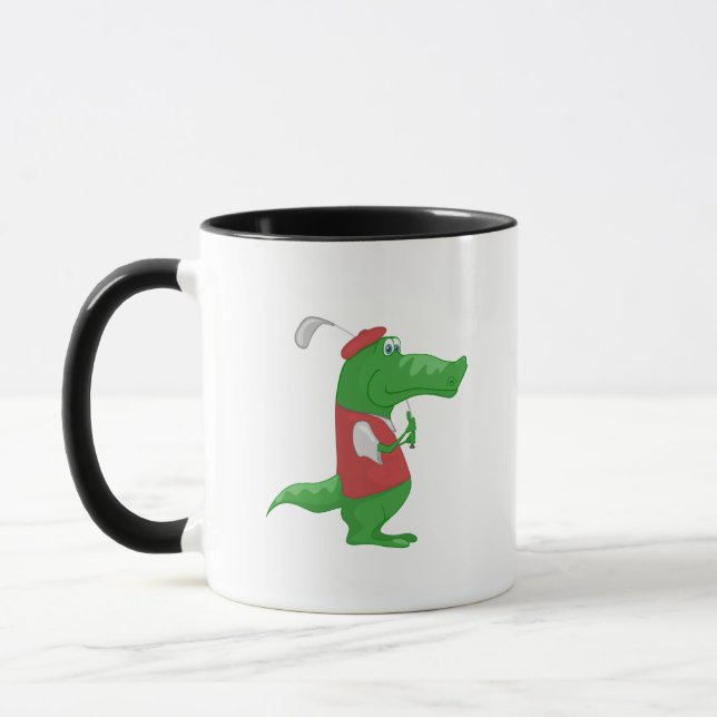 Caneca Crocodilo jogando cartoon de golfe (Esquerda)
