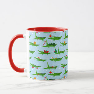 Caneca Crocodilos Festivos no Padrão de Figurinos de Nata