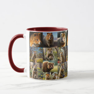Caneca "Crônicas do Quokka: Uma Colagem de Fotos Comovent