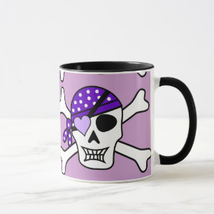 Caneca Crossbones roxos do pirata