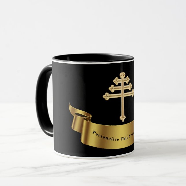 Caneca Cruz da Igreja Maronita Presente Personalizado (Frente Esquerda)