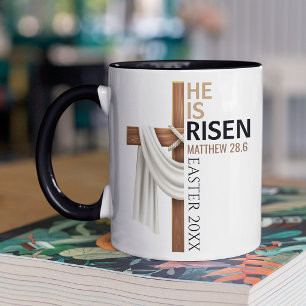Caneca Cruz de Páscoa Vintage Personalizada Ele Ressuscit