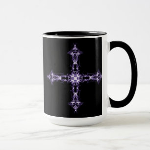 Caneca Cruz roxa gótico do Fractal