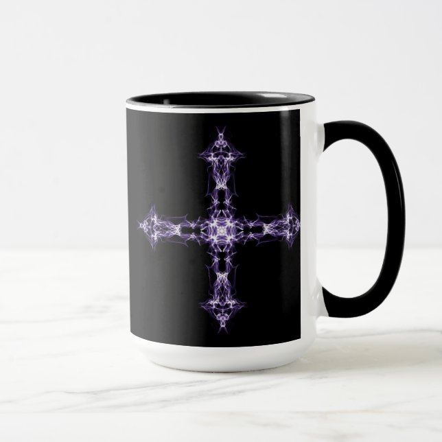 Caneca Cruz roxa gótico do Fractal (Direita)
