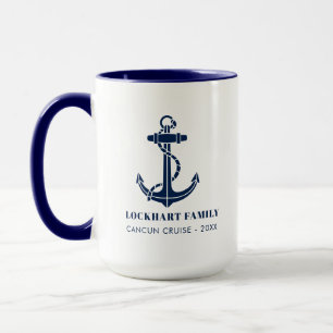 Caneca Cruzeiro de Família com Âncora de Barco Personaliz