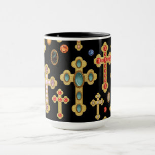 Caneca Cruzes de Pedras de Nascimento Falsas e Gemas Solt