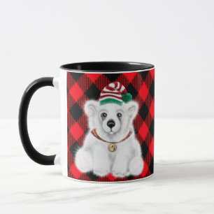 Caneca Cubo de urso polar de Natal, samambaia Holly