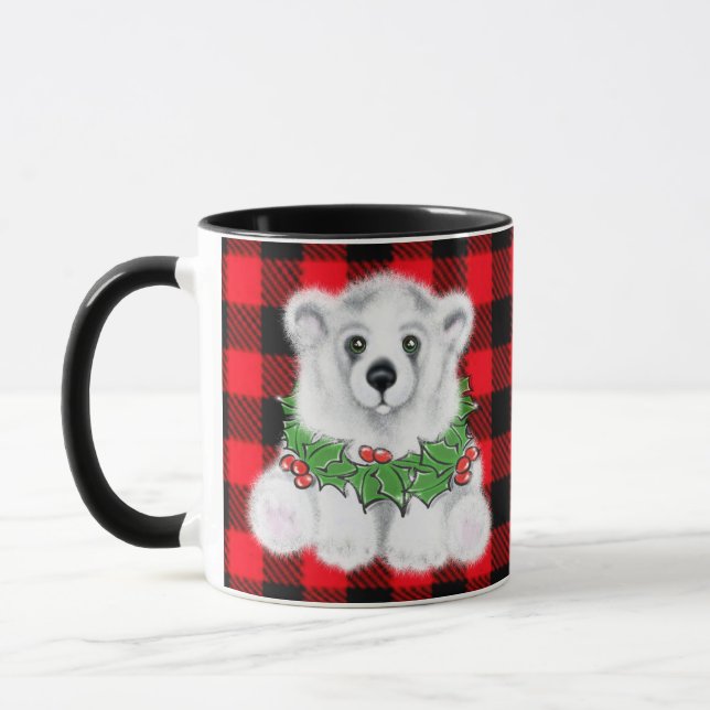 Caneca Cubo de urso polar de Natal, samambaia Holly (Esquerda)
