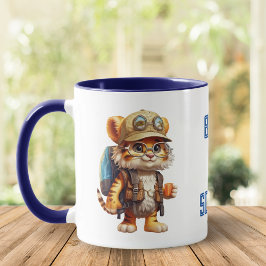 Caneca Cubo Joyful Tiger com mochila e café