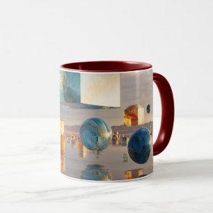 Caneca Cubos e Esferas Flutuantes Surrealistas