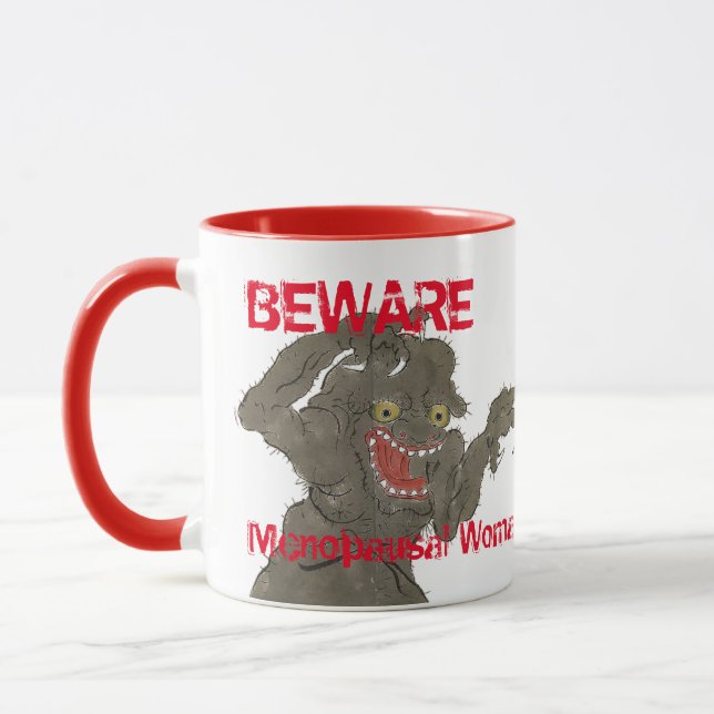 Caneca Cuidado Menopausal Mulher Engraçada Monstro (Esquerda)