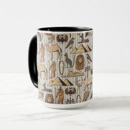 Caneca Cultura Vintage Egípcia Antiga, Arte de Design