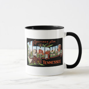 Caneca Cumprimentos de Memphis, Tennessee! Cartão retro