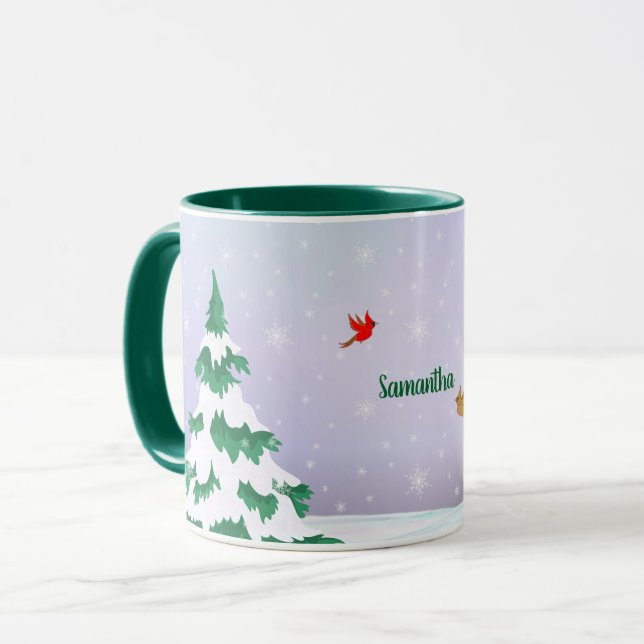 Caneca Cumprimentos de Natal dos Cardinals de Inverno (Frente Esquerda)