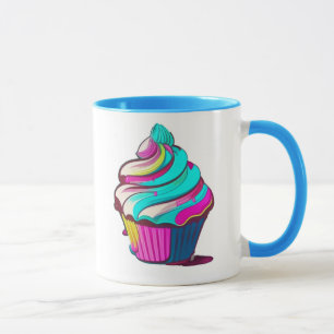 Caneca Cupcake com Gotejamento de Arco-Íris