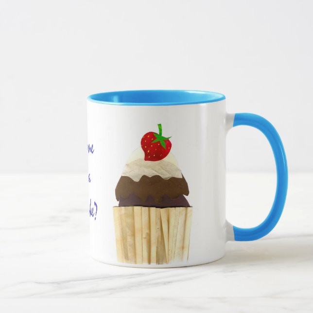 Caneca Cupcake de morango de chocolate Ringer Mug (Direita)