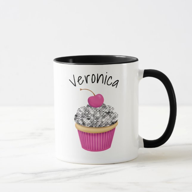 Caneca Cupcake rosa-branca (Direita)