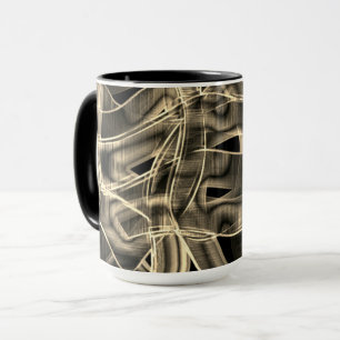 Caneca Curvas bege em forma de fita, linhas de alivio con