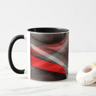 Caneca Curvas Camadas Vermelho Branco e Cinza dos Anos Oi