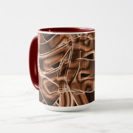 Caneca Curvas de fita, recorte castanho com alivio e sobr